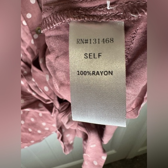Fate Pink Ombre Polka Dot Tie Front Button Down Blouse - Picture 6 of 7